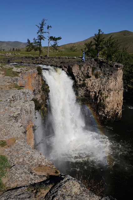 mongolia, nature, karakoram, waterfall, landscape